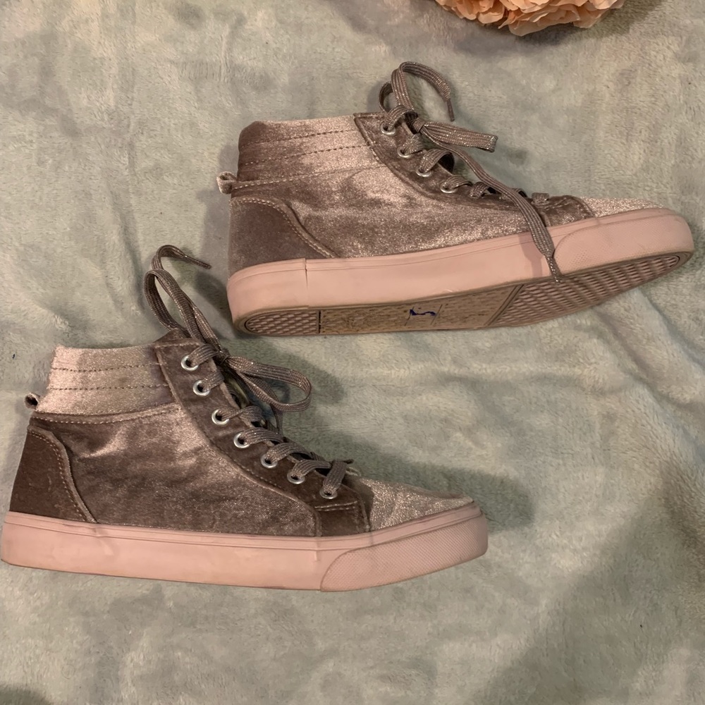 Girls Velvet High Tops